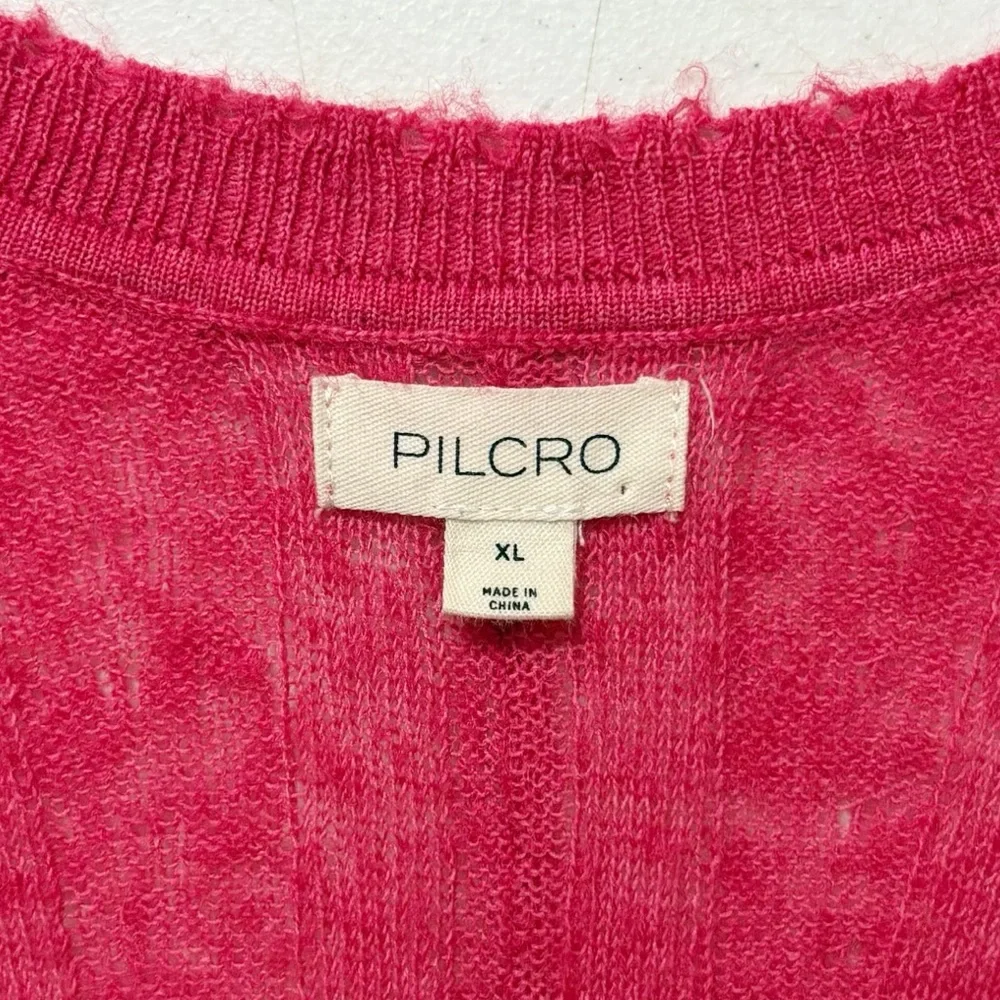Anthropologie Pilcro V-Neck Boxy Rib Wool Blend Sweater‎ in Pink